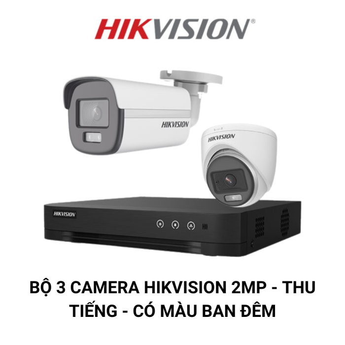 Bo 2 Camera HIKVISION 2mp Thu Tieng Co Mau Ban Dem